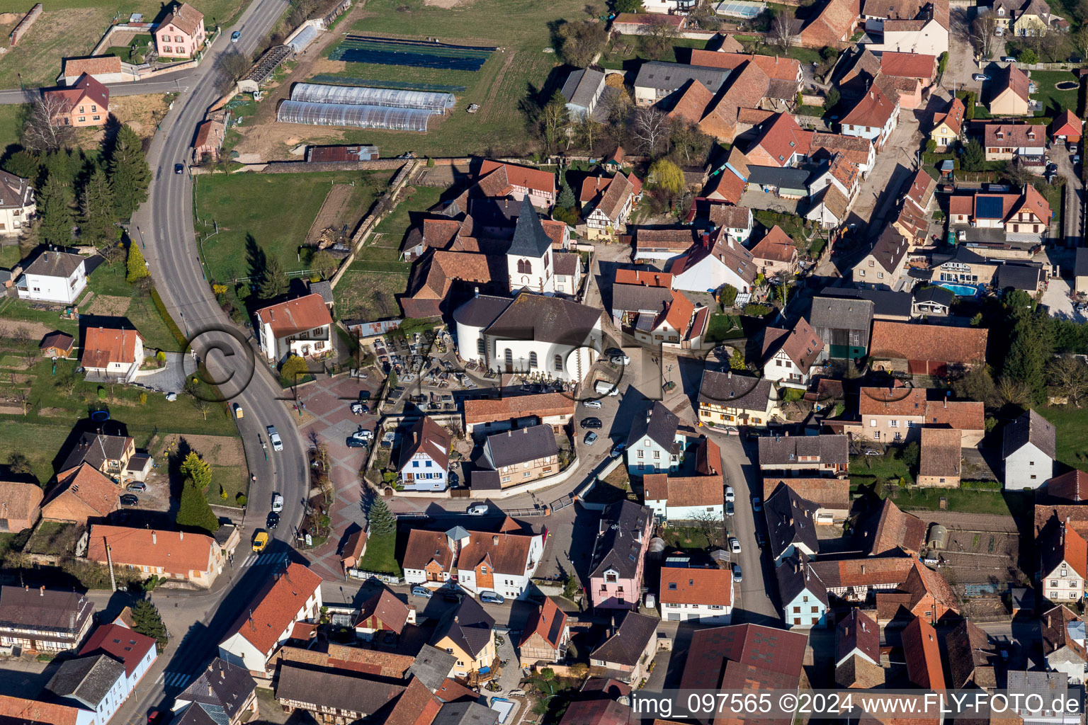 Church building in the village of in Wilwisheim in Grand Est, France