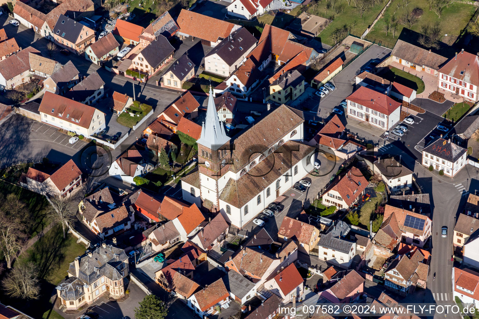 Aerial photograpy of Hochfelden in the state Bas-Rhin, France