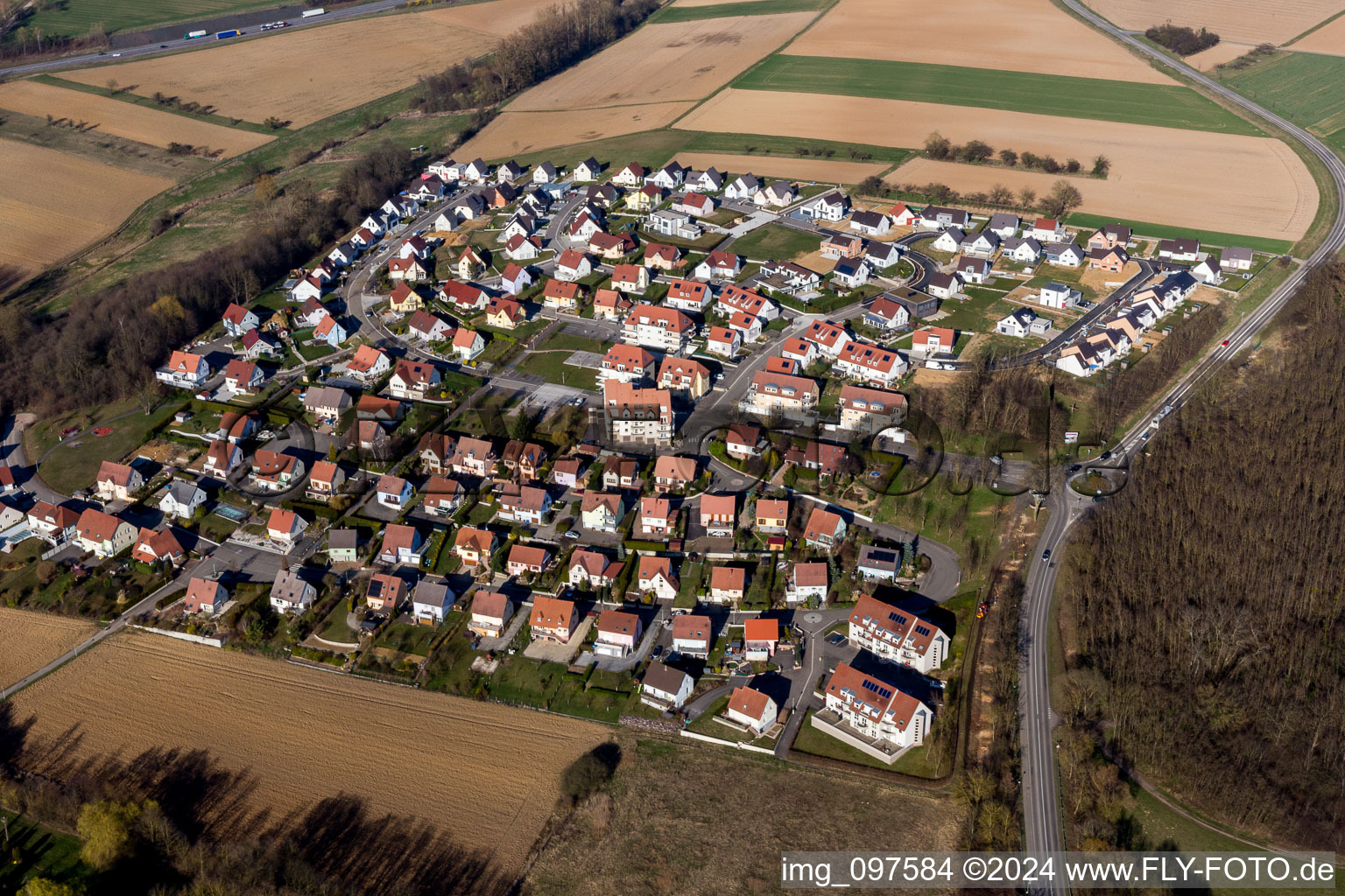 Oblique view of Hochfelden in the state Bas-Rhin, France