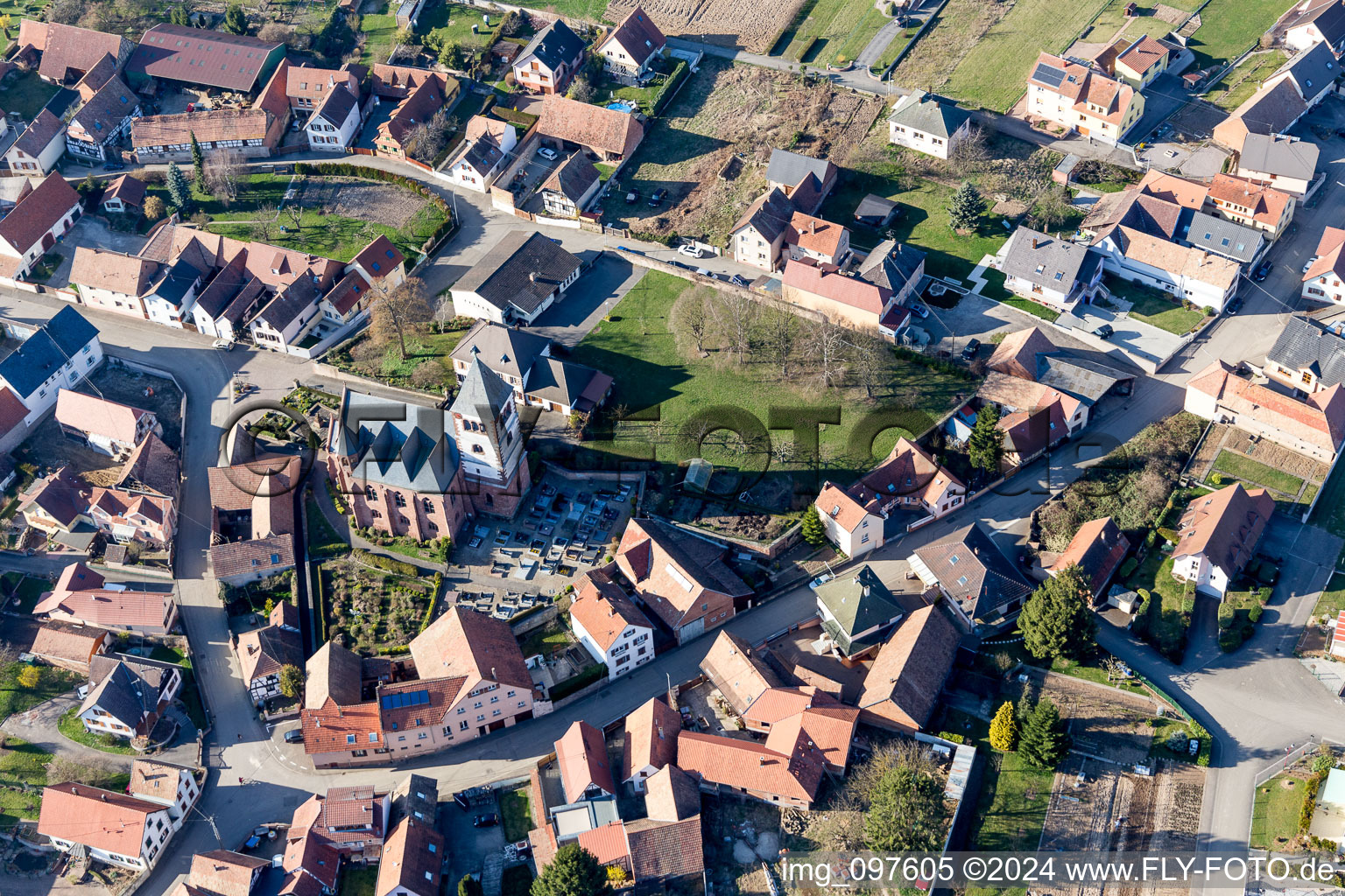 Schwindratzheim in the state Bas-Rhin, France out of the air