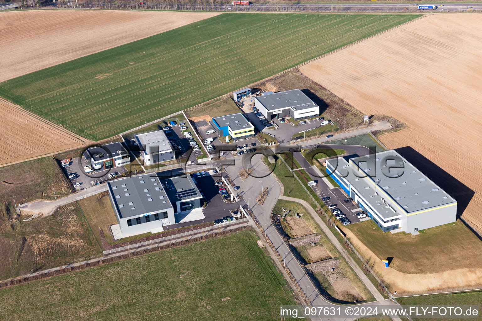 Bird's eye view of Mommenheim in the state Bas-Rhin, France