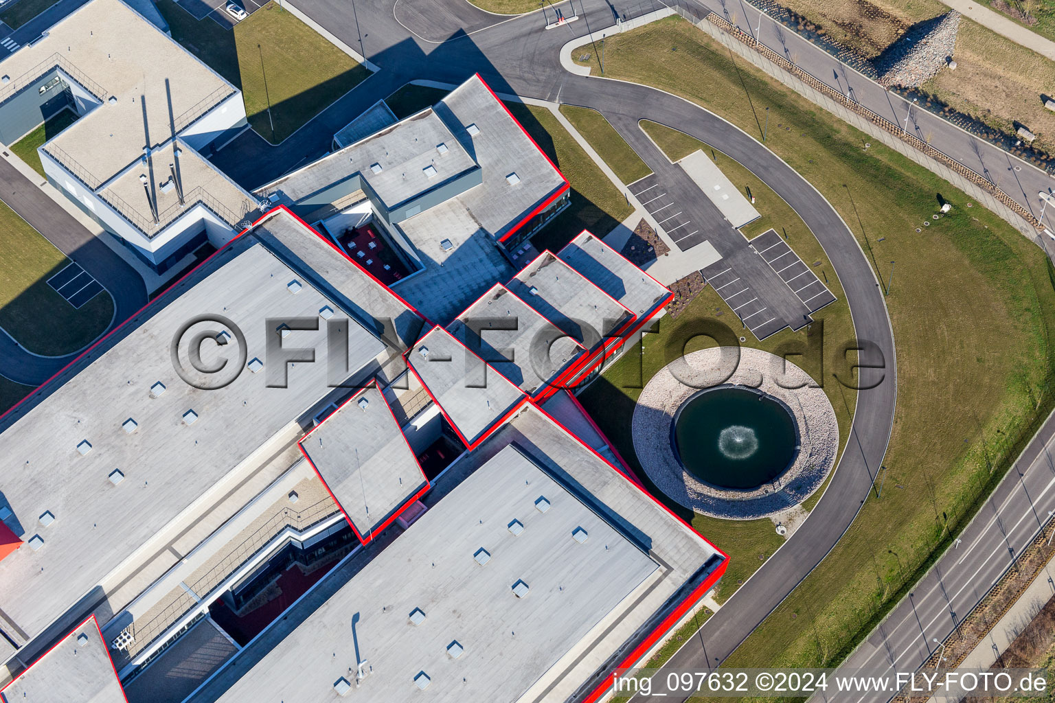 Aerial photograpy of Building and production halls on the premises of SEW-USOCOME usine de Brumath in Bernolsheim in Grand Est, France