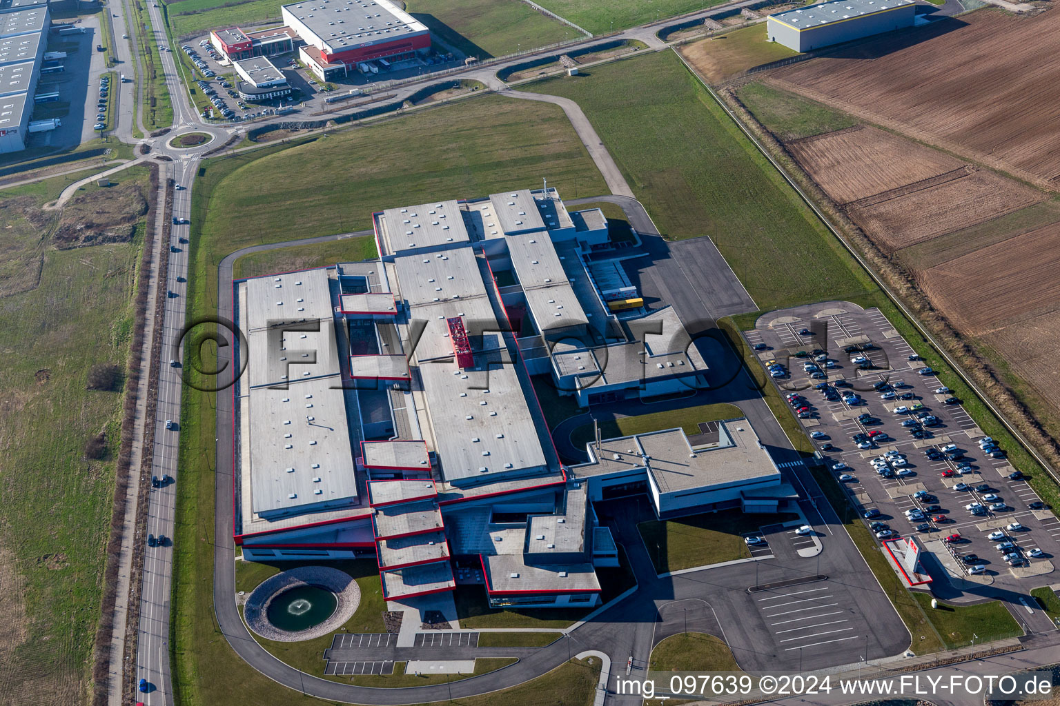 Building and production halls on the premises of SEW-USOCOME usine de Brumath in Bernolsheim in Grand Est, France out of the air