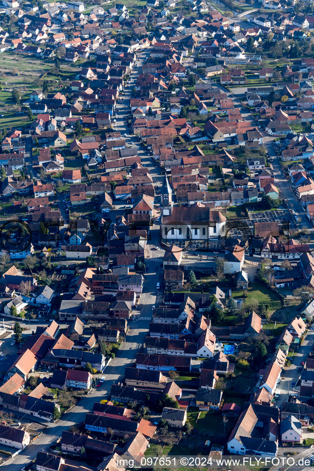 Aerial view of Bietlenheim in the state Bas-Rhin, France