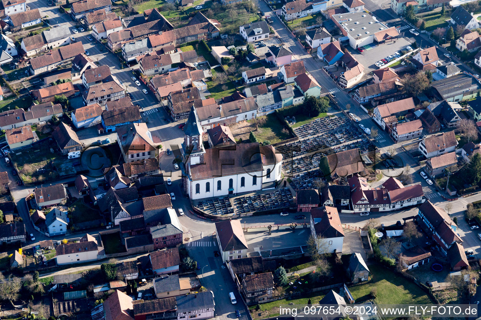 Oblique view of Bietlenheim in the state Bas-Rhin, France