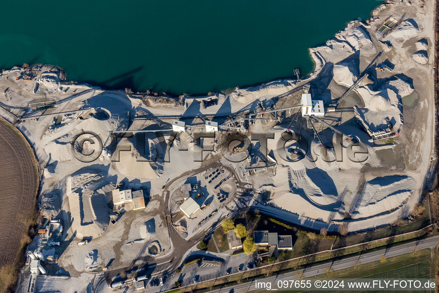 Gambsheim in the state Bas-Rhin, France from above