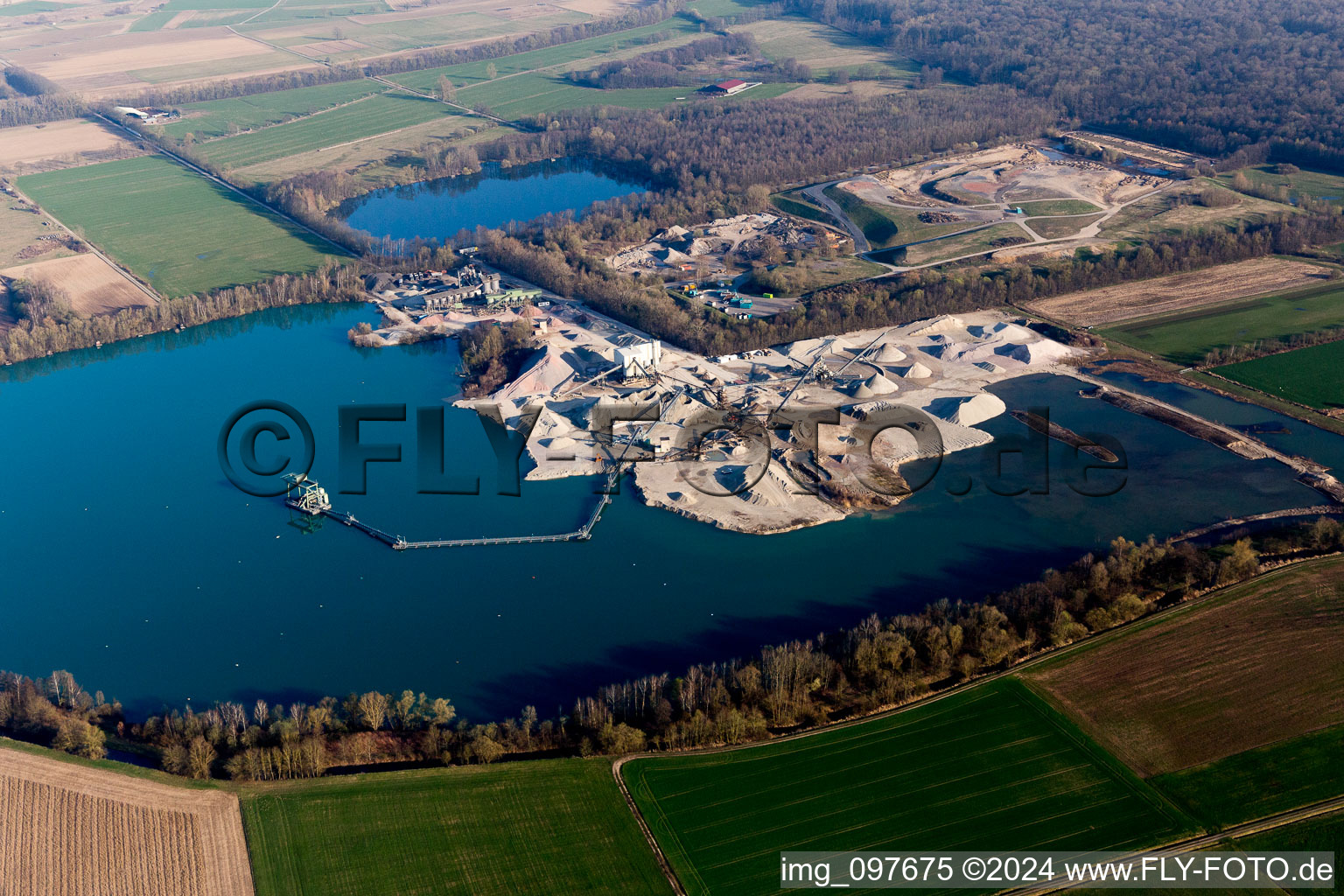 Aerial view of District Freistett in Rheinau in the state Baden-Wuerttemberg, Germany