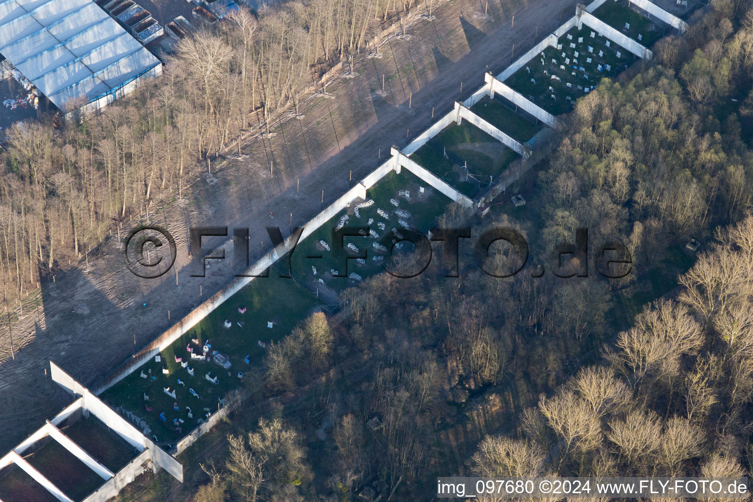 Aerial view of Paintball Achern To the shooting range in the district Fautenbach in Achern in the state Baden-Wuerttemberg, Germany