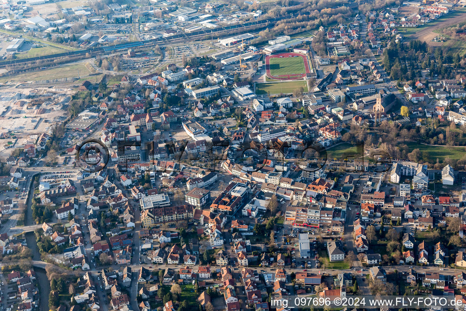 Aerial view of Achern in the state Baden-Wuerttemberg, Germany