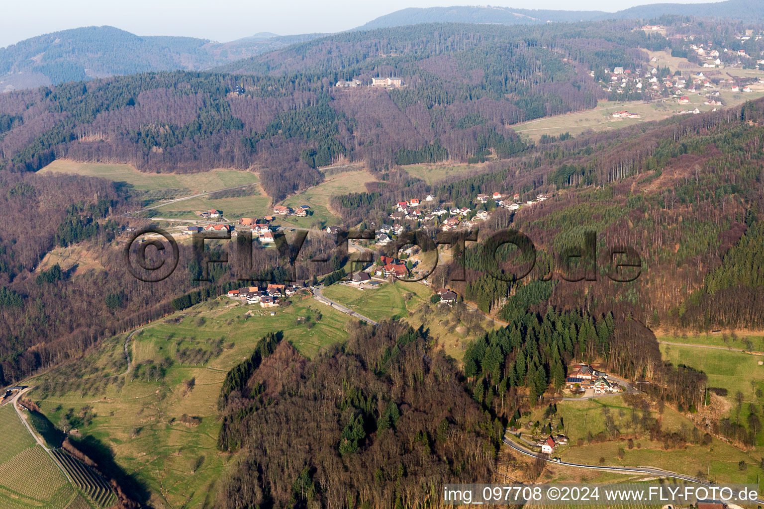 From the west in Sasbachwalden in the state Baden-Wuerttemberg, Germany