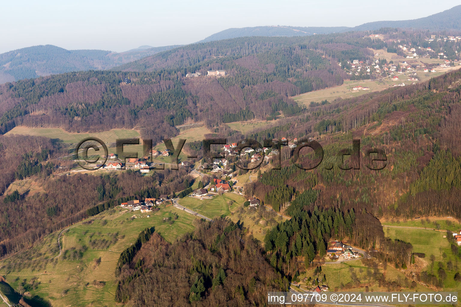 Aerial view of From the west in Sasbachwalden in the state Baden-Wuerttemberg, Germany