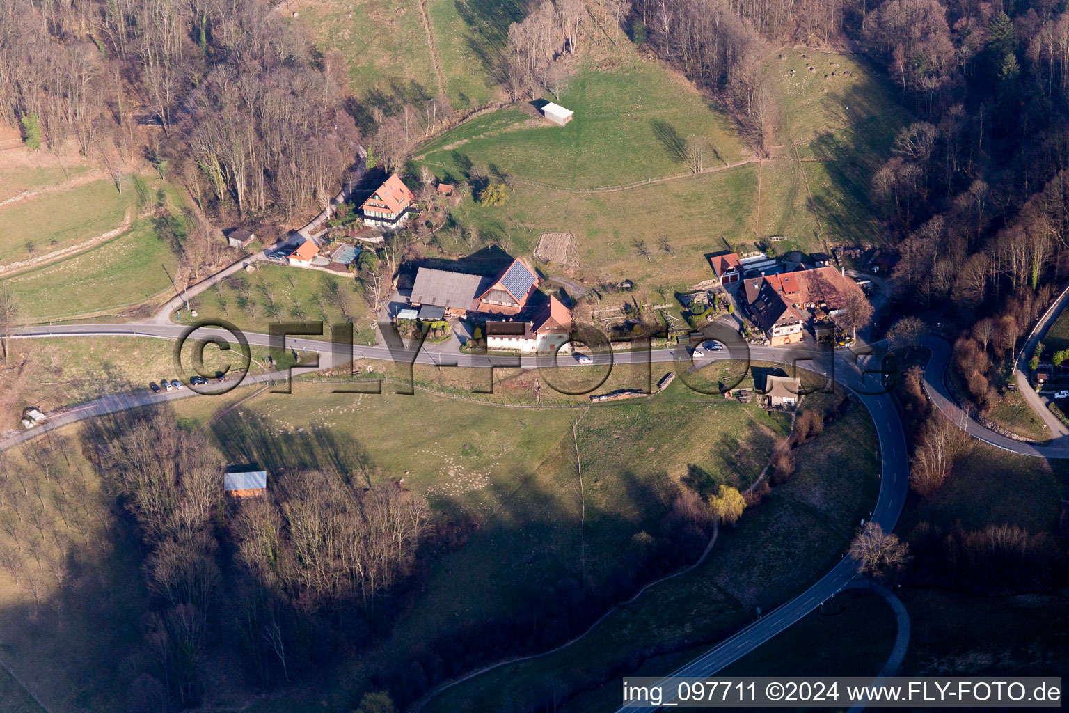 Oblique view of Büchelbach in the state Baden-Wuerttemberg, Germany