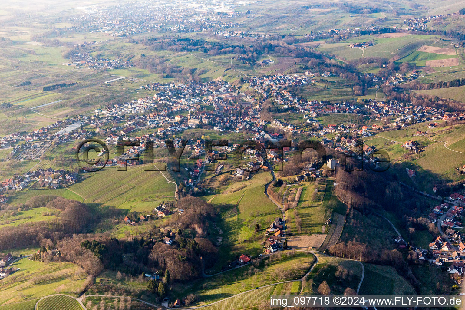 Ruins and vestiges of the former castle and fortress Neuwindeck in Lauf in the state Baden-Wurttemberg, Germany