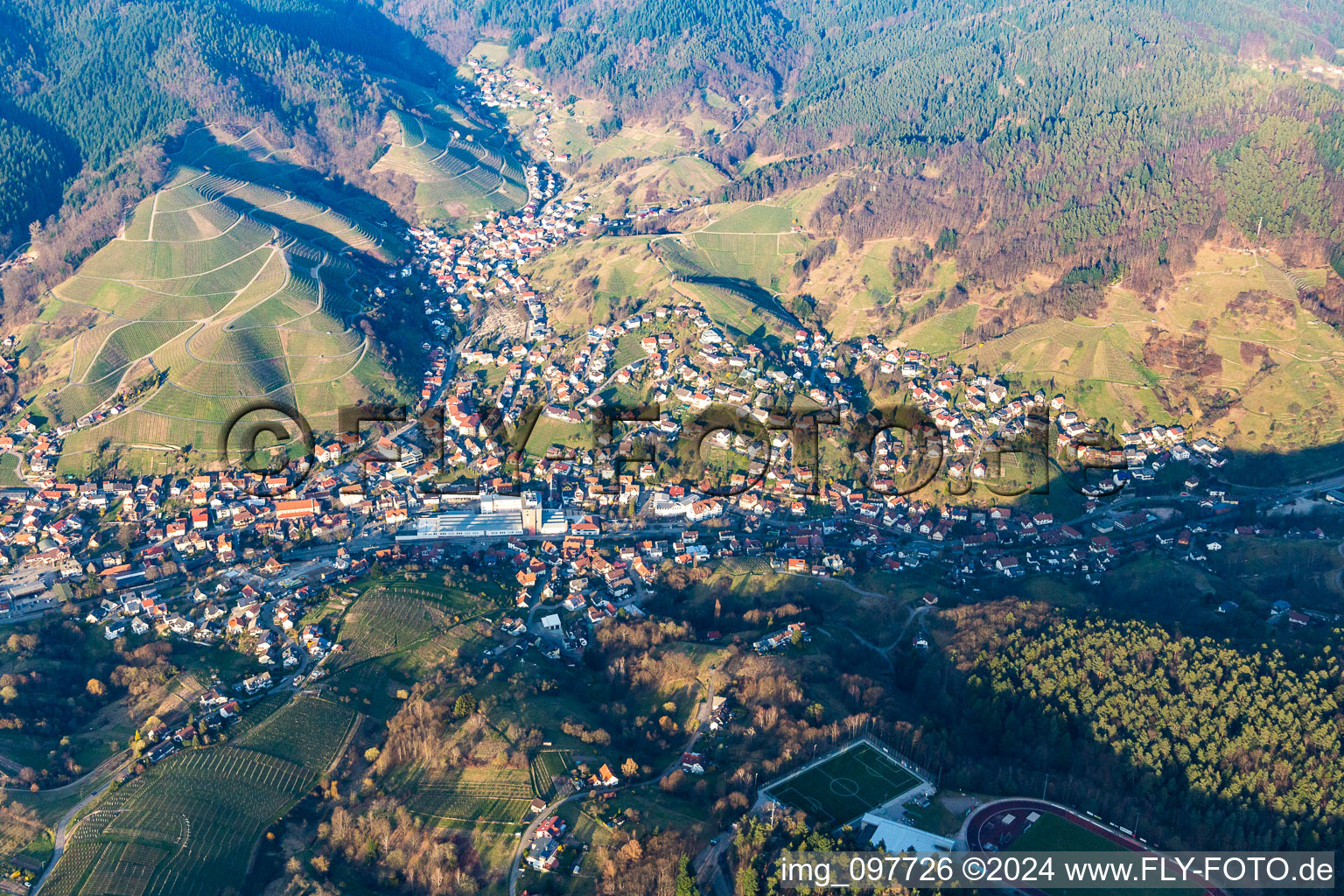 Aerial photograpy of Bühlertal in the state Baden-Wuerttemberg, Germany