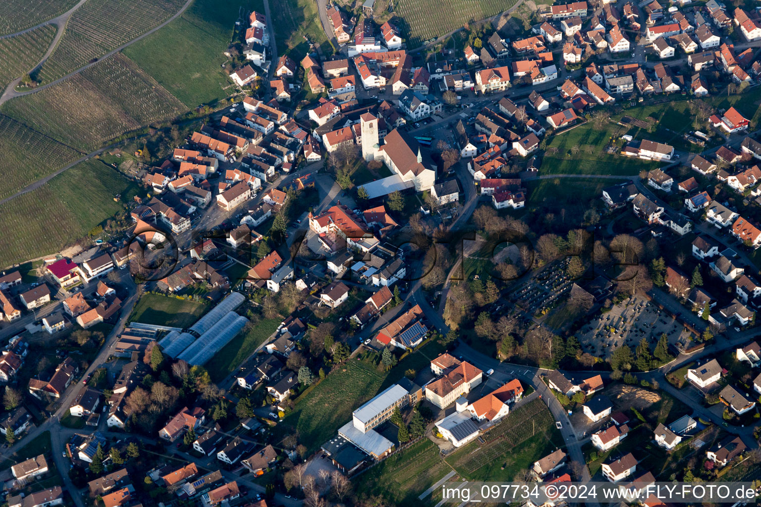 Oblique view of District Neuweier in Baden-Baden in the state Baden-Wuerttemberg, Germany