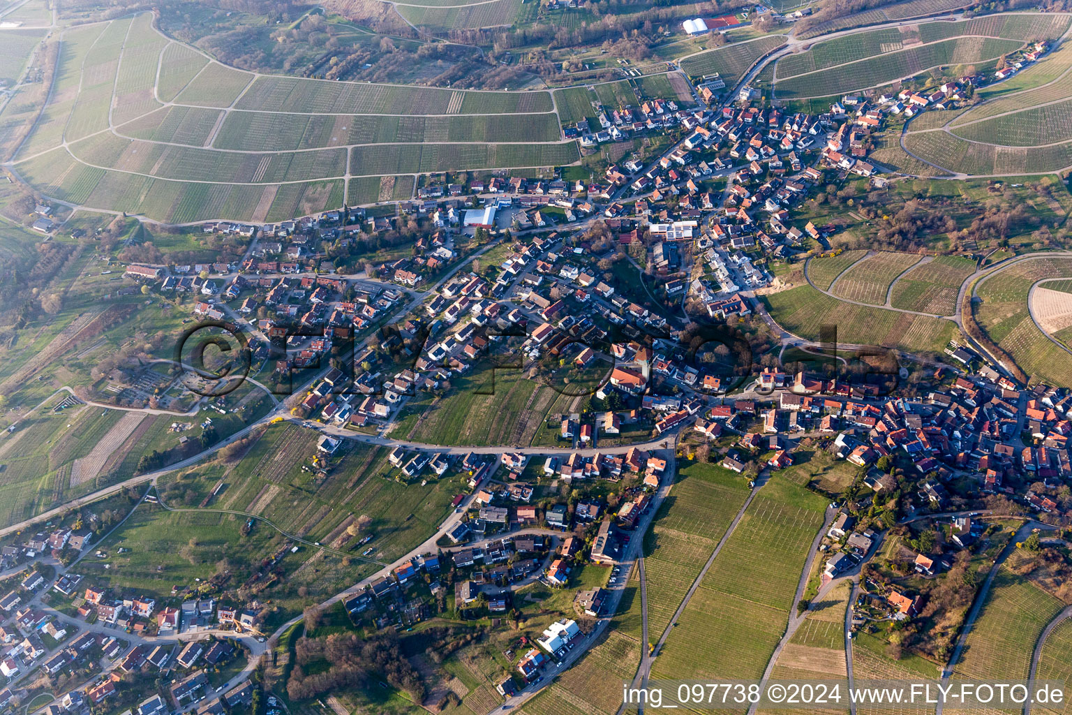 District Neuweier in Baden-Baden in the state Baden-Wuerttemberg, Germany from above