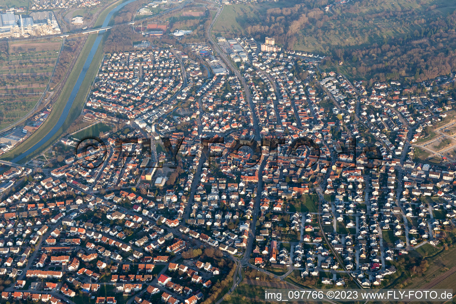 Kuppenheim in the state Baden-Wuerttemberg, Germany viewn from the air