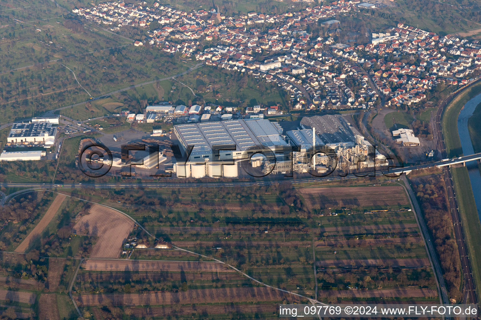 Aerial photograpy of Industrial area in Bischweier in the state Baden-Wuerttemberg, Germany