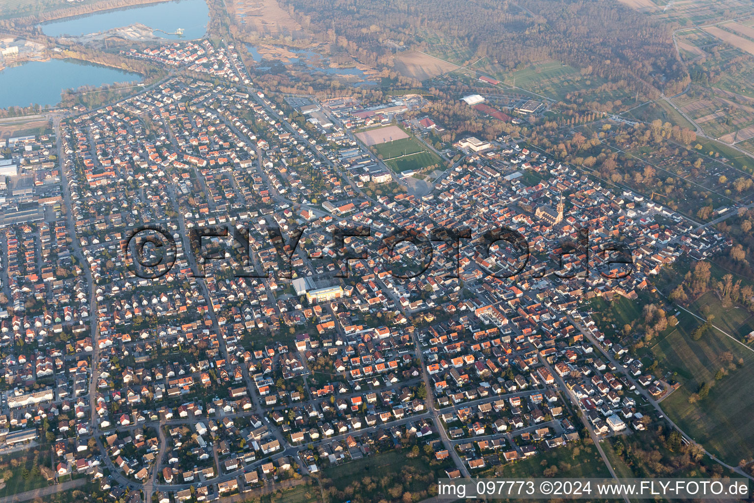 Aerial photograpy of Muggensturm in the state Baden-Wuerttemberg, Germany