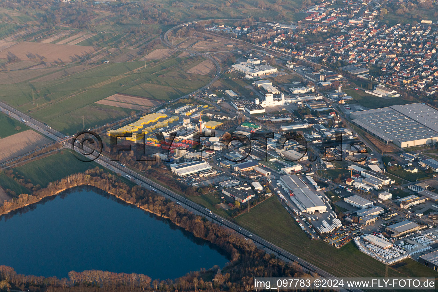 Muggensturm in the state Baden-Wuerttemberg, Germany seen from above