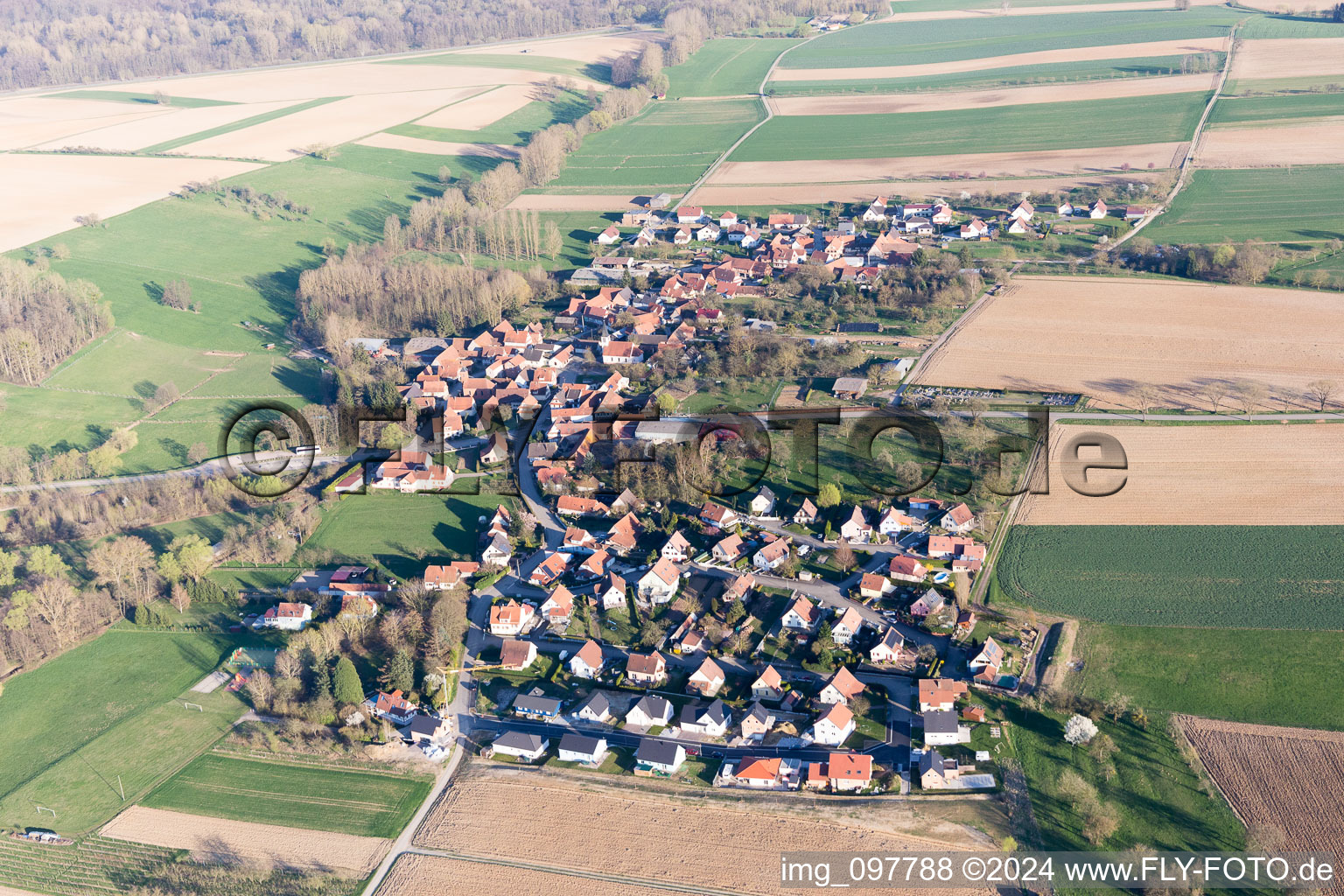 Aerial view of Ingolsheim in the state Bas-Rhin, France