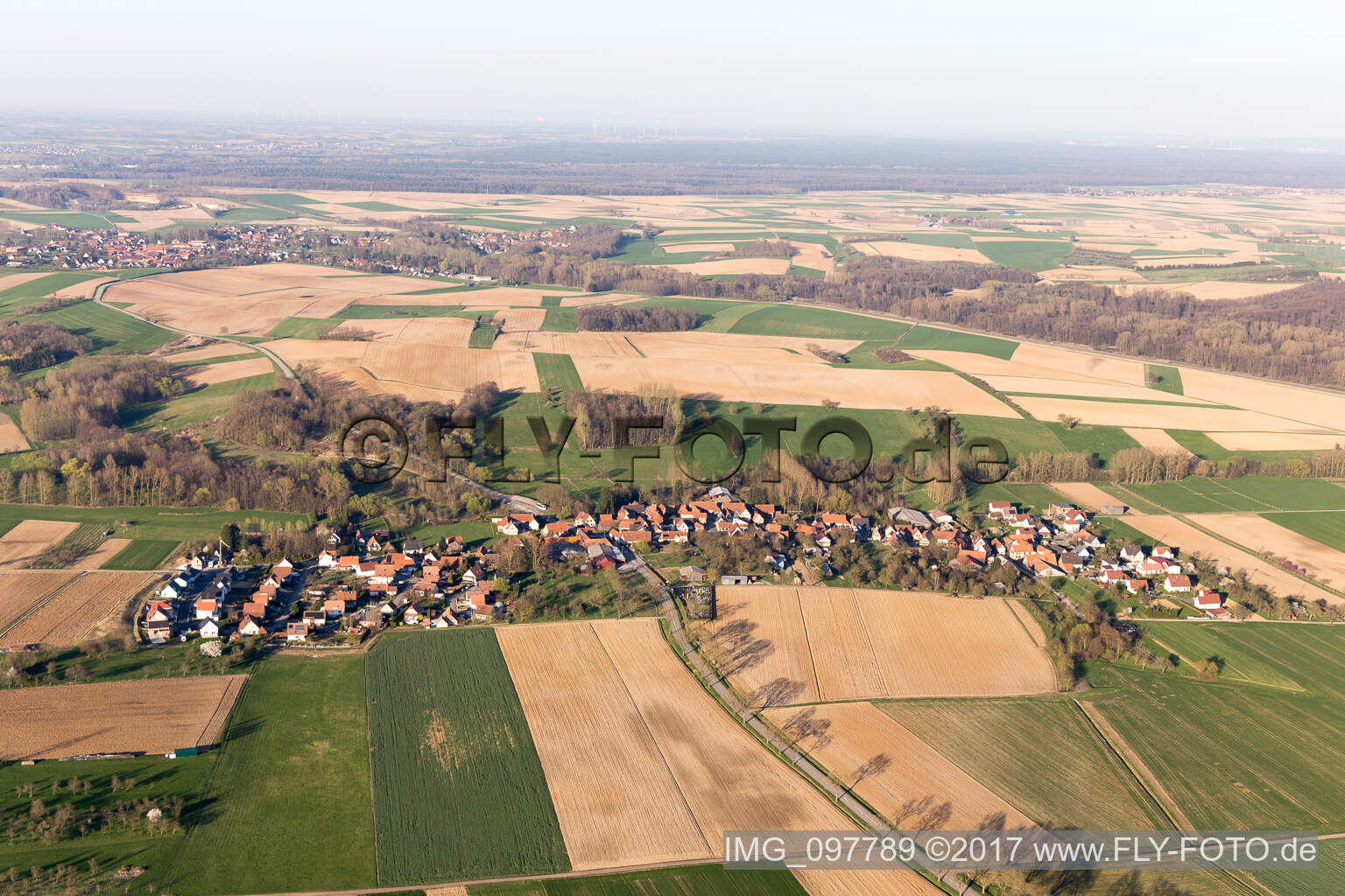 Aerial photograpy of Ingolsheim in the state Bas-Rhin, France