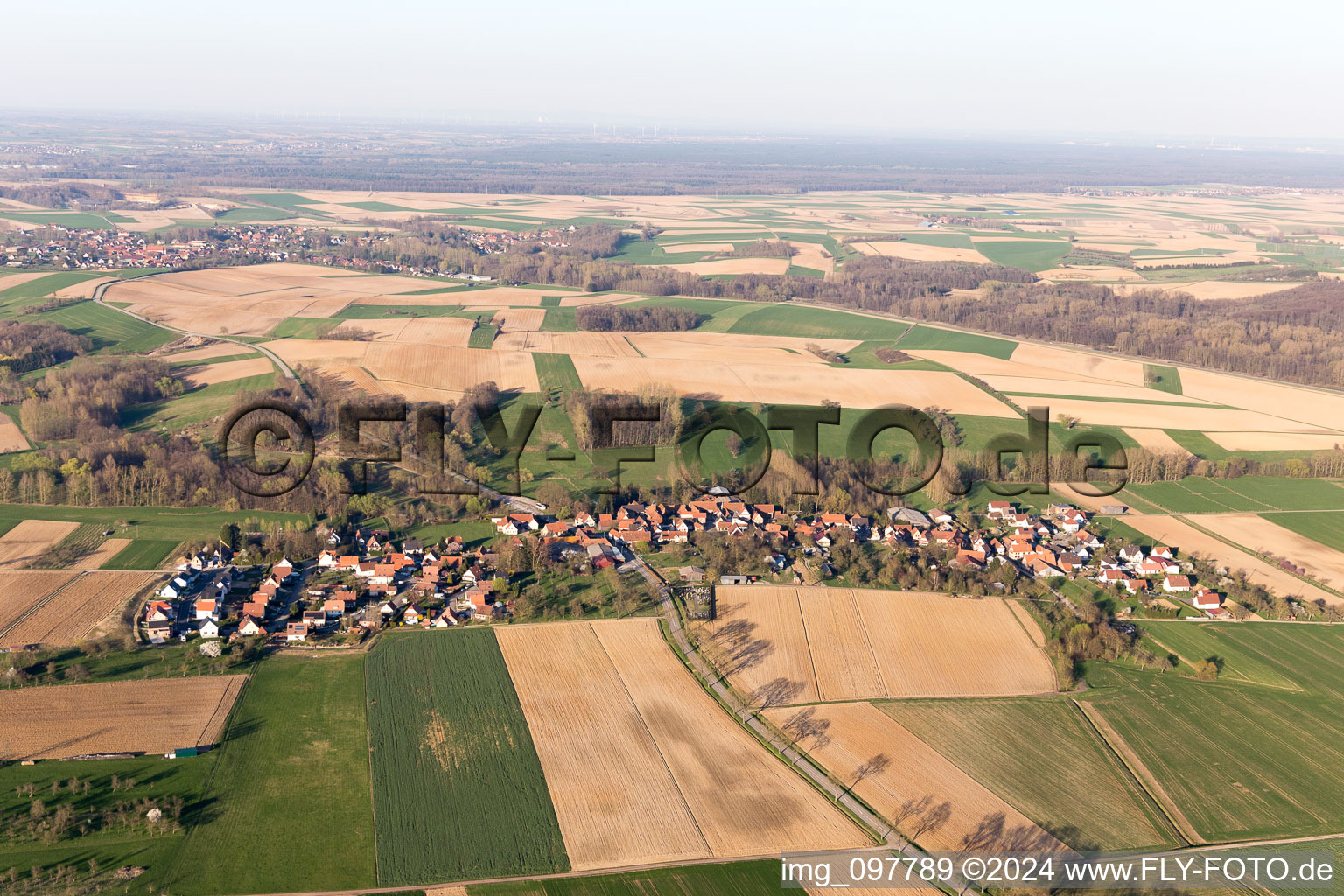 Aerial photograpy of Ingolsheim in the state Bas-Rhin, France