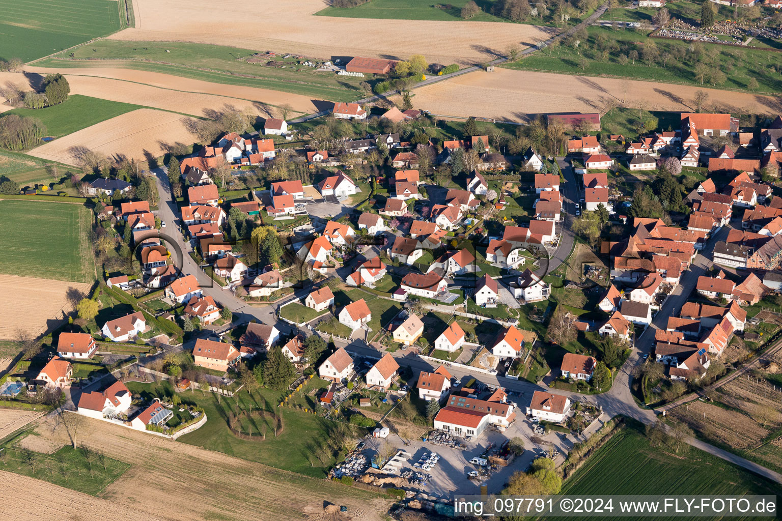 Aerial view of Hunspach in the state Bas-Rhin, France