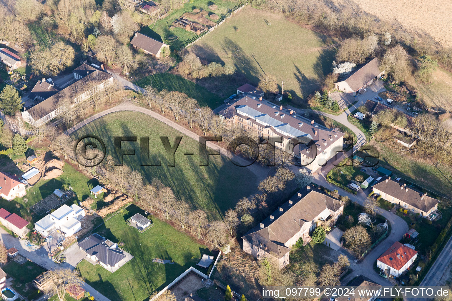 Oblique view of Cite des Cadres Camp in Oberrœdern in the state Bas-Rhin, France