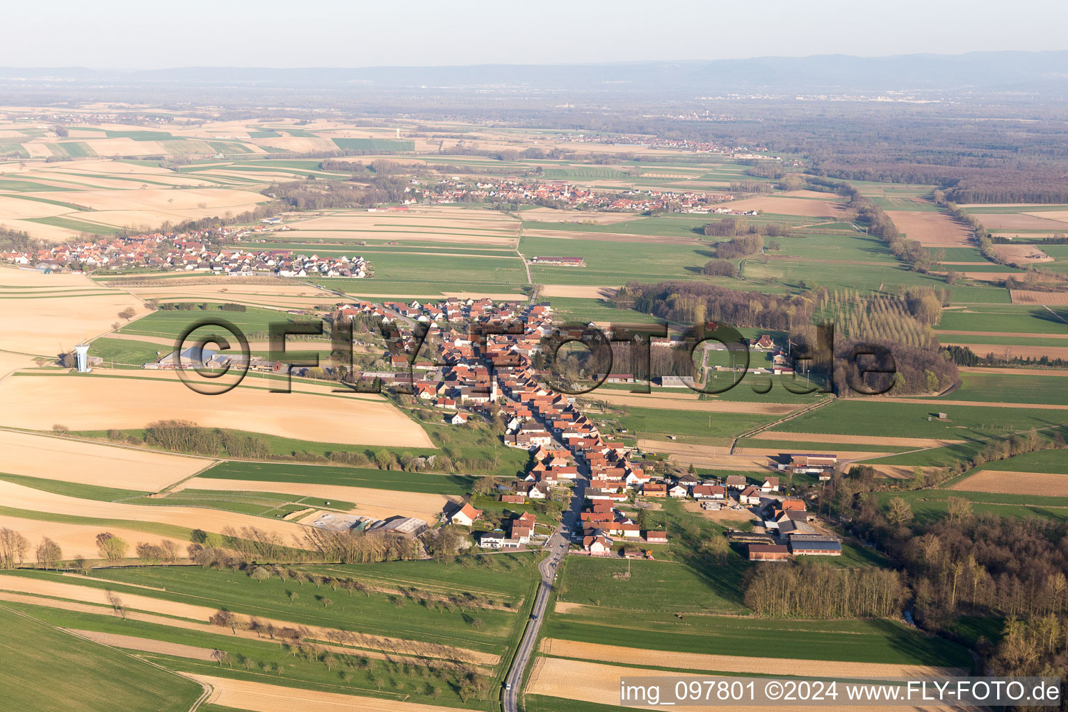 Bird's eye view of Oberrœdern in the state Bas-Rhin, France