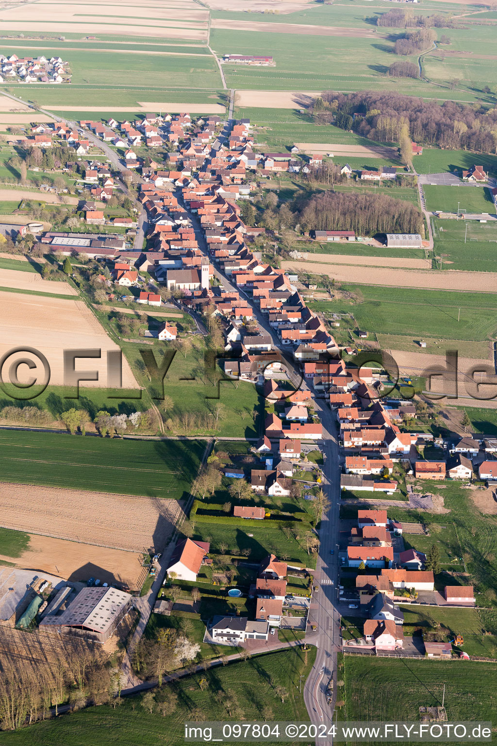 Oberrœdern in the state Bas-Rhin, France viewn from the air