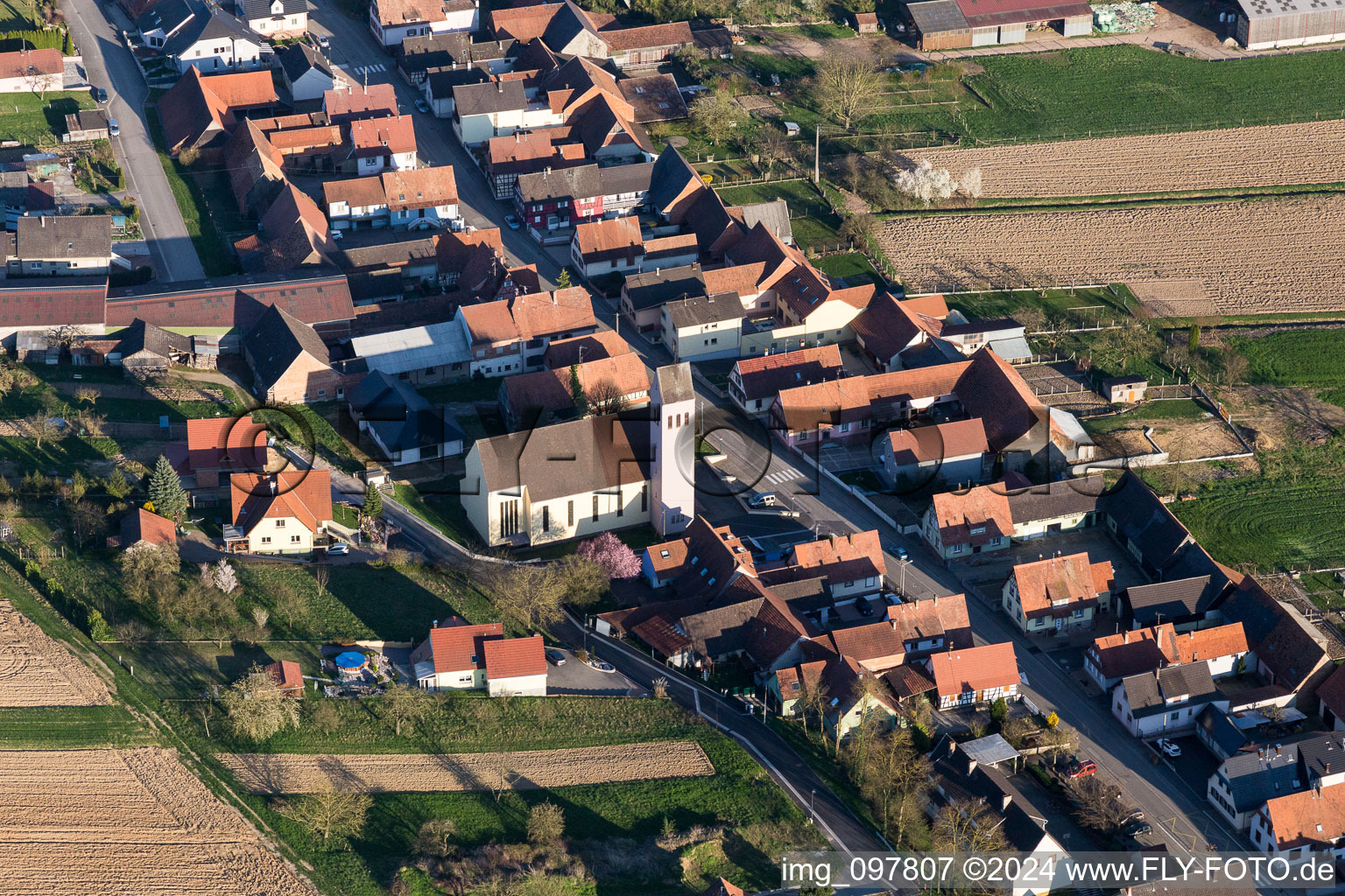 Church building in the village of in OberrA?dern in Grand Est, France