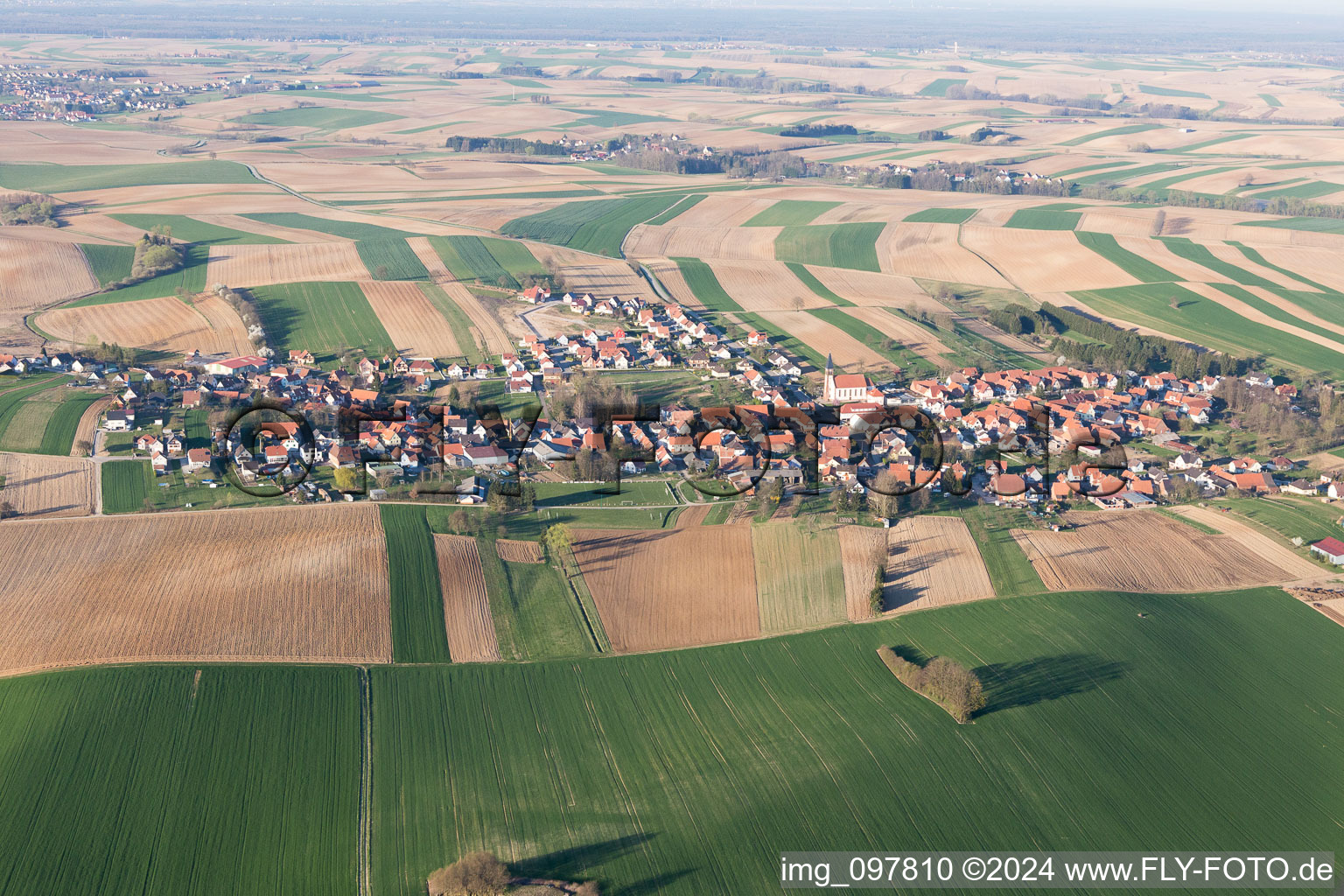 Oberrœdern in the state Bas-Rhin, France from the drone perspective