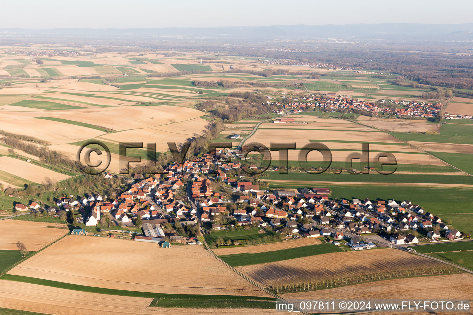 Oberrœdern in the state Bas-Rhin, France from a drone