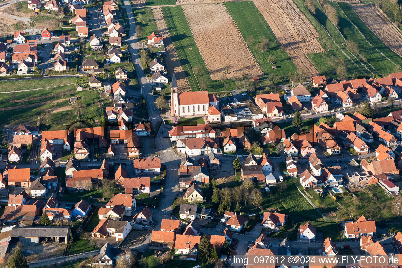 Church building in the village of in Aschbach in Grand Est, France