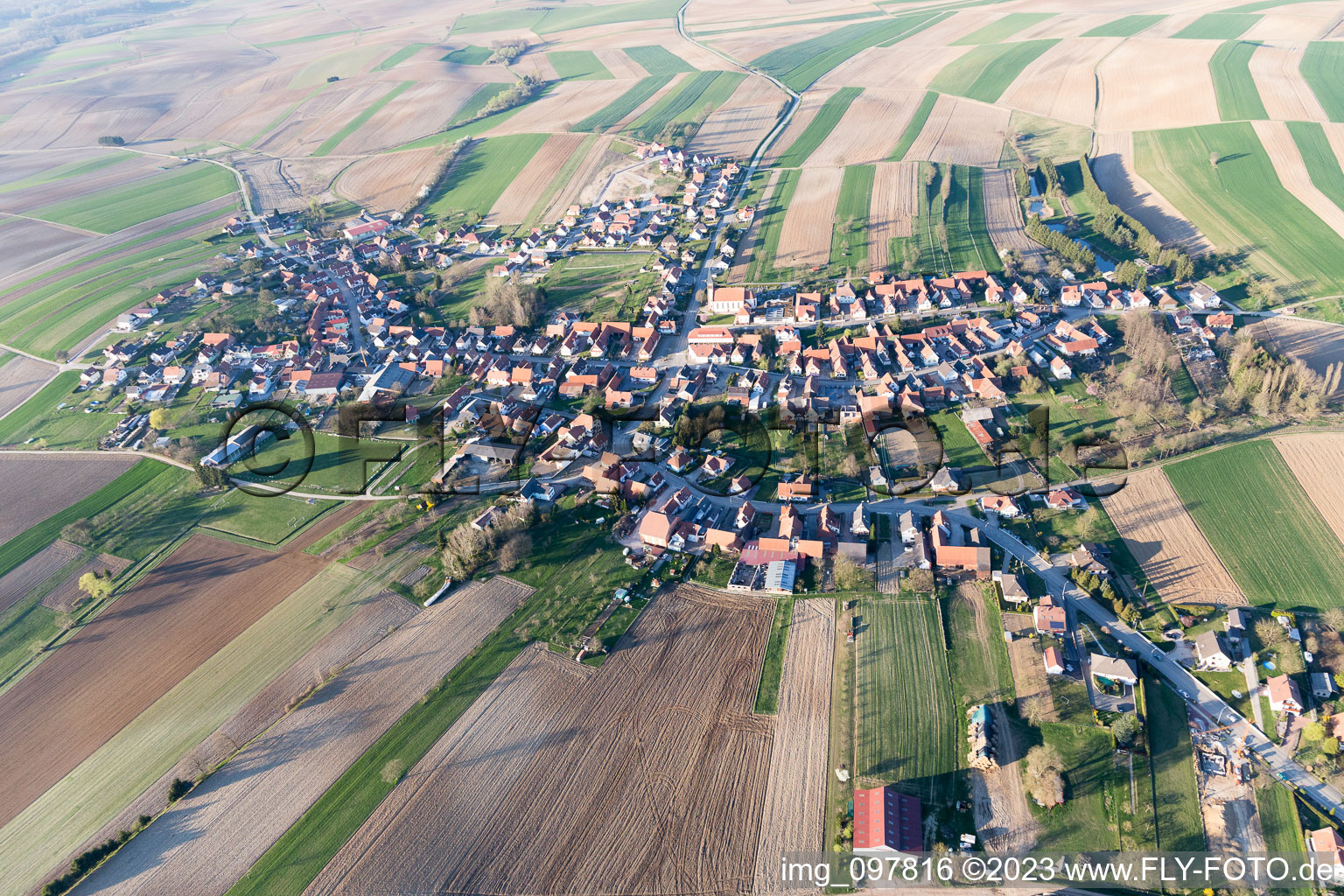 Aerial photograpy of Aschbach in the state Bas-Rhin, France