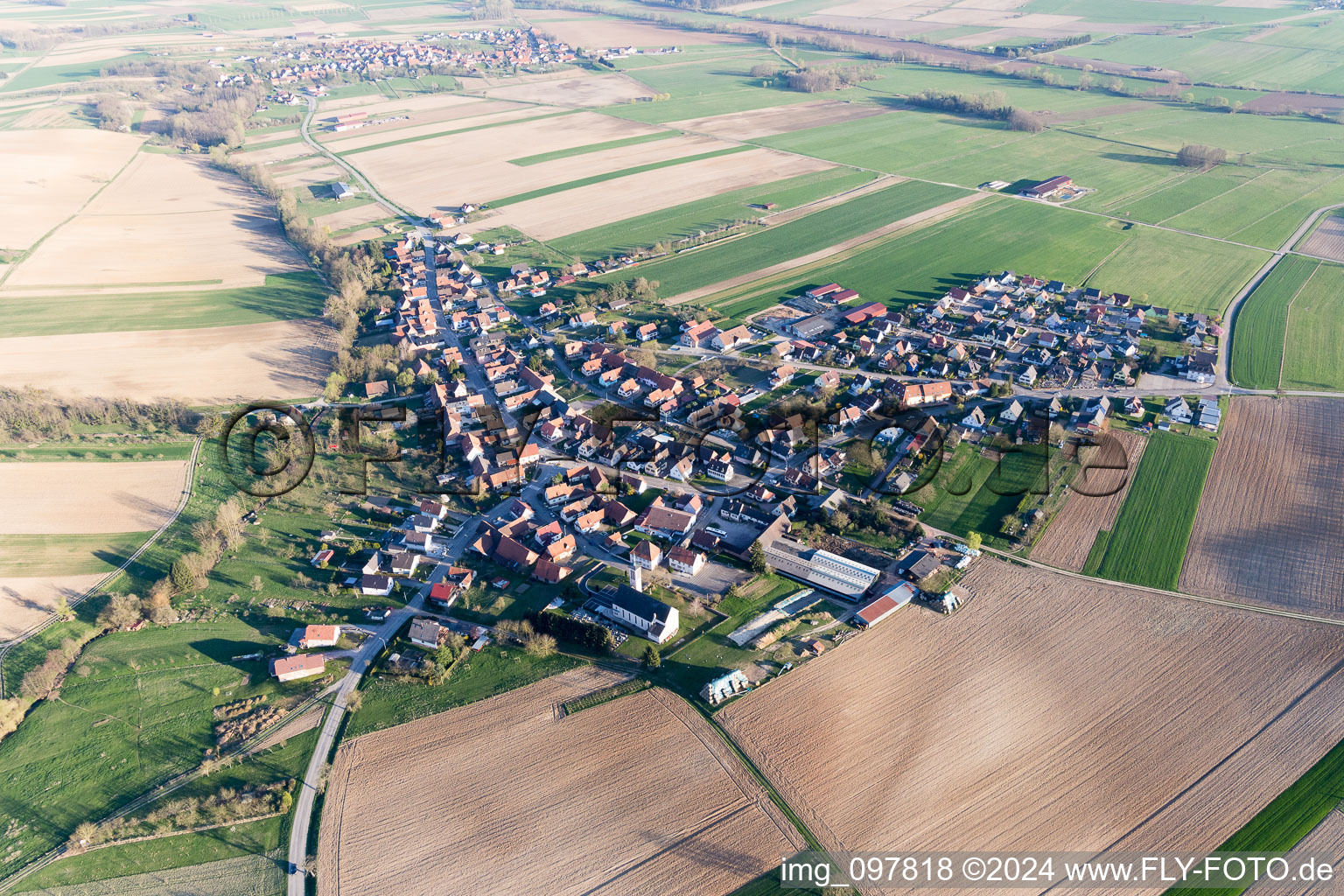 Oblique view of Aschbach in the state Bas-Rhin, France