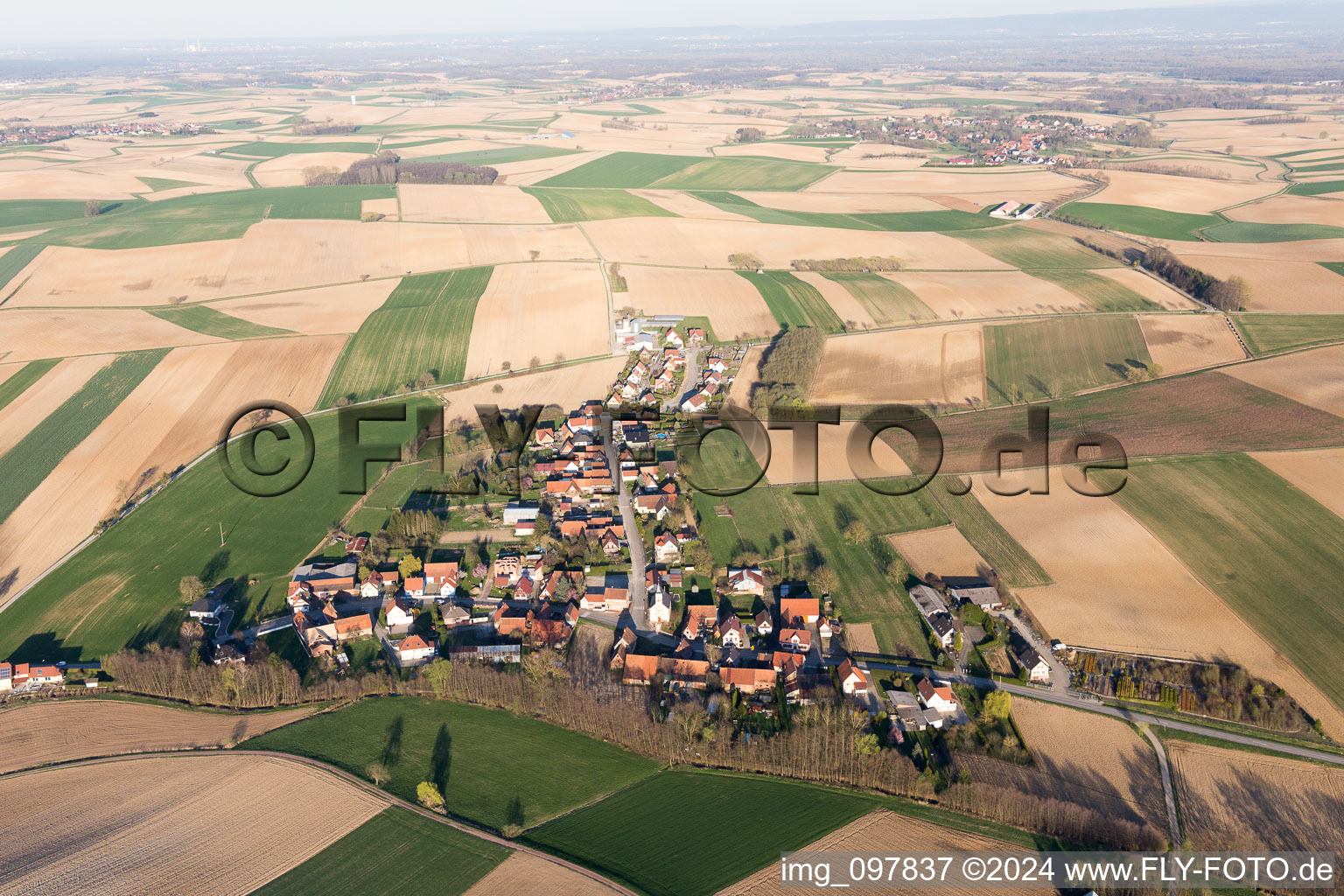 Aerial view of Crœttwiller in the state Bas-Rhin, France