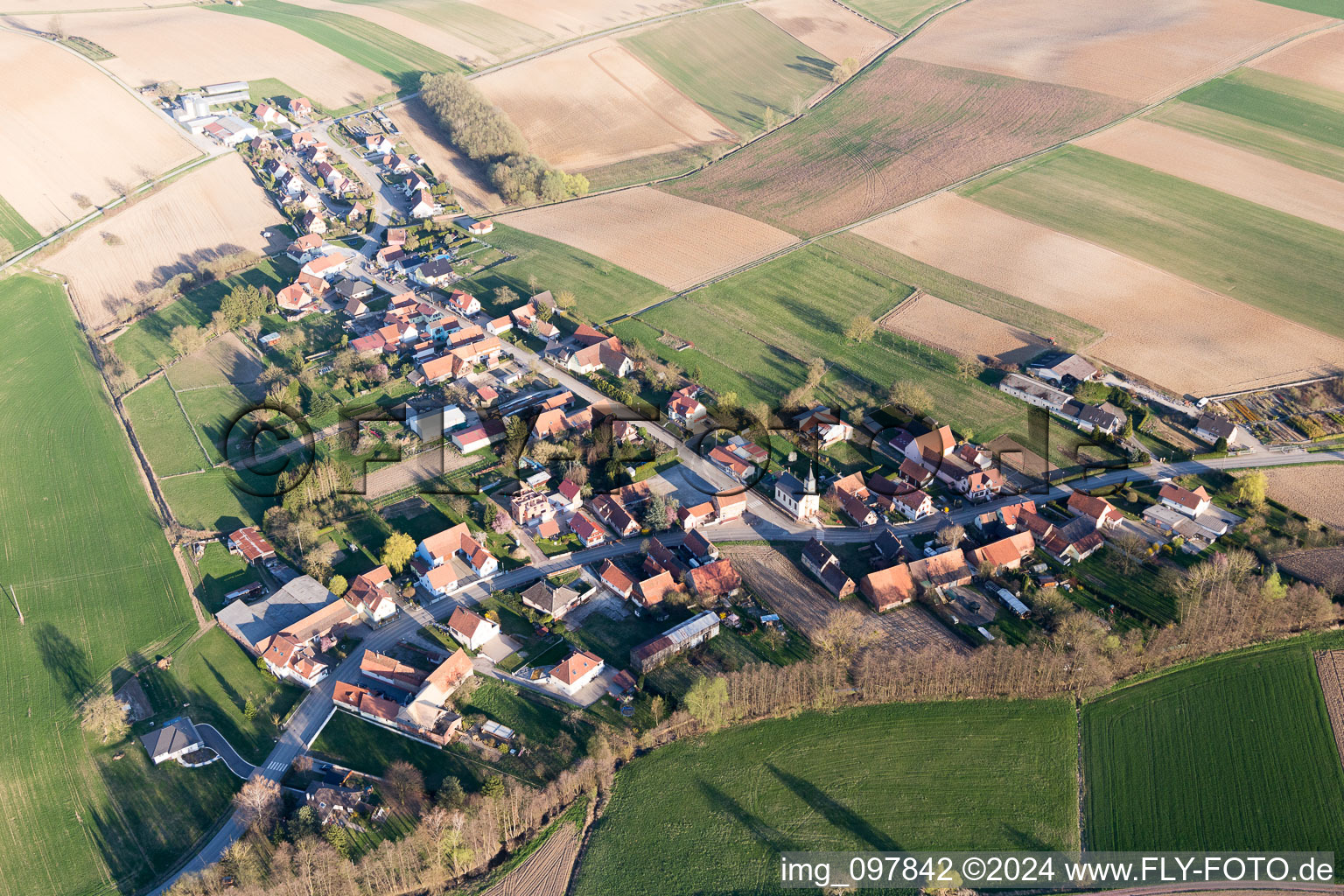 Oblique view of Crœttwiller in the state Bas-Rhin, France