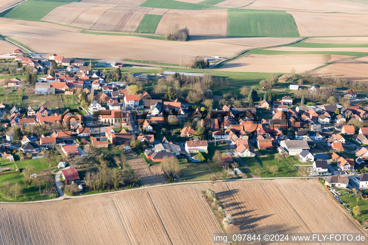 Bird's eye view of Oberlauterbach in the state Bas-Rhin, France