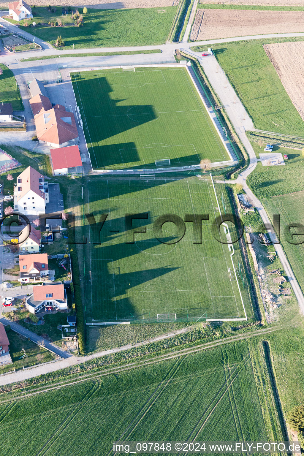 Oberlauterbach in the state Bas-Rhin, France from the drone perspective