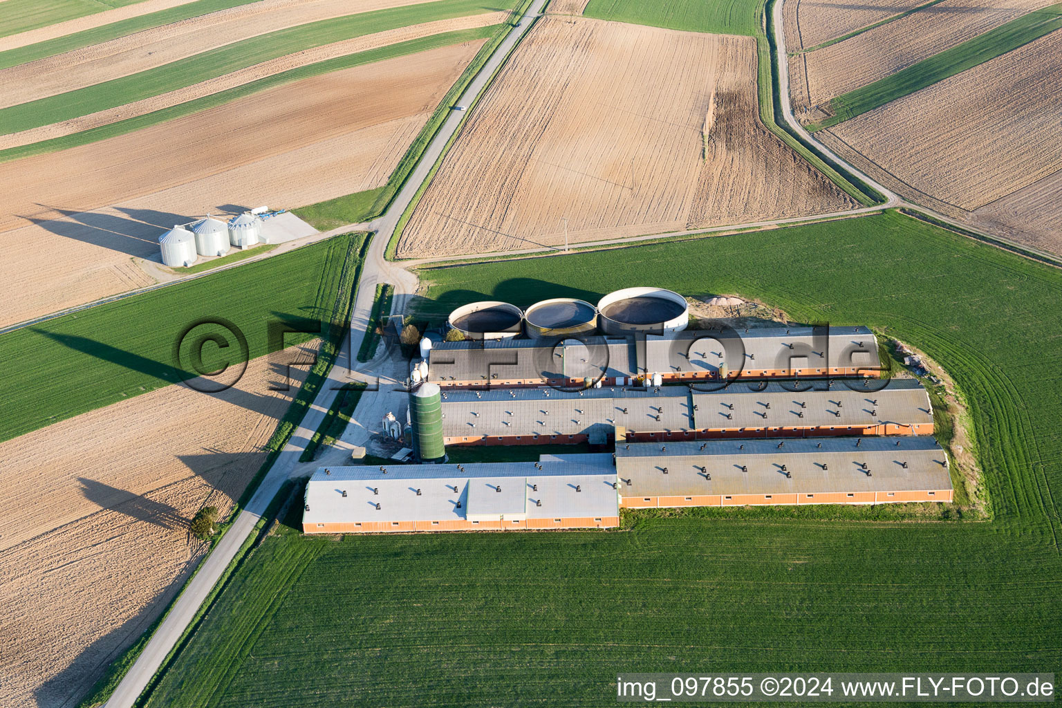 Oberlauterbach in the state Bas-Rhin, France seen from a drone