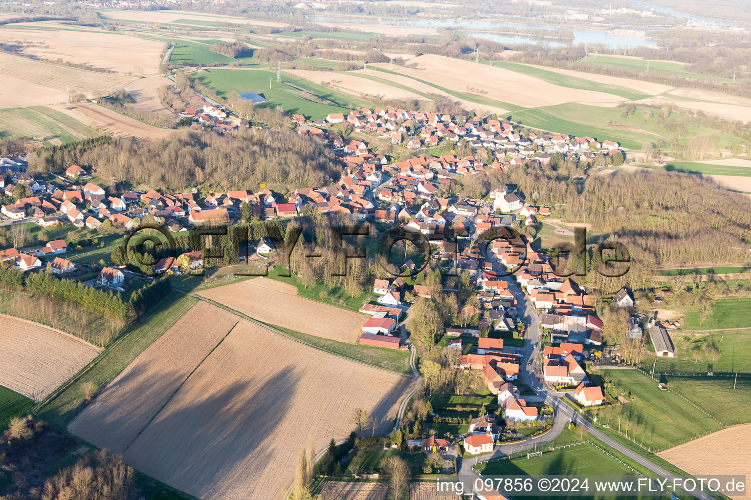 Aerial photograpy of Neewiller-près-Lauterbourg in the state Bas-Rhin, France