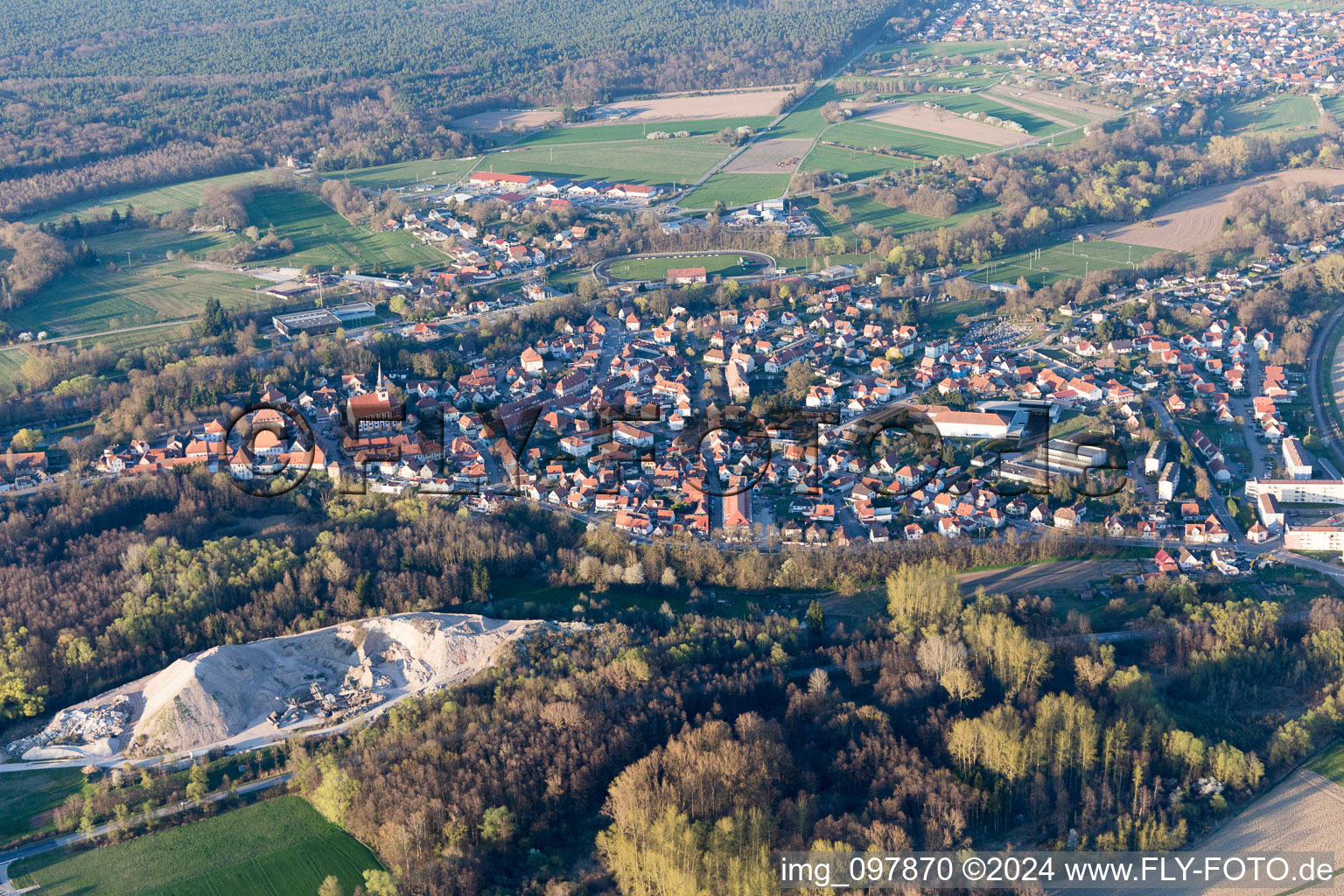 Lauterbourg in the state Bas-Rhin, France seen from above