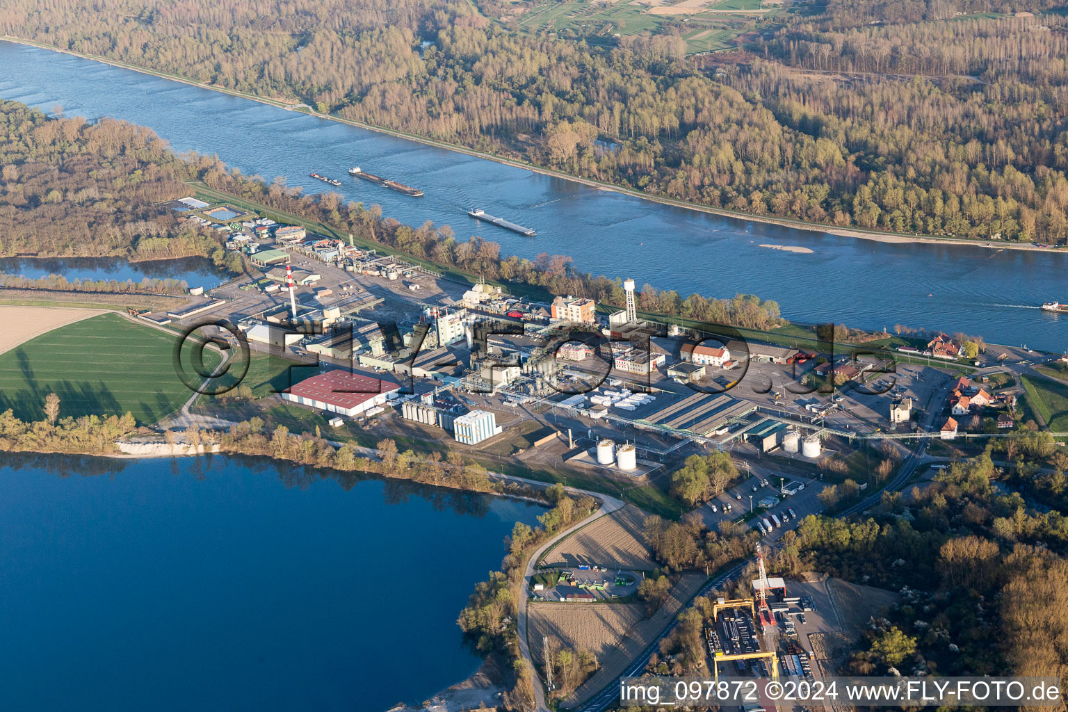 Bird's eye view of Lauterbourg in the state Bas-Rhin, France