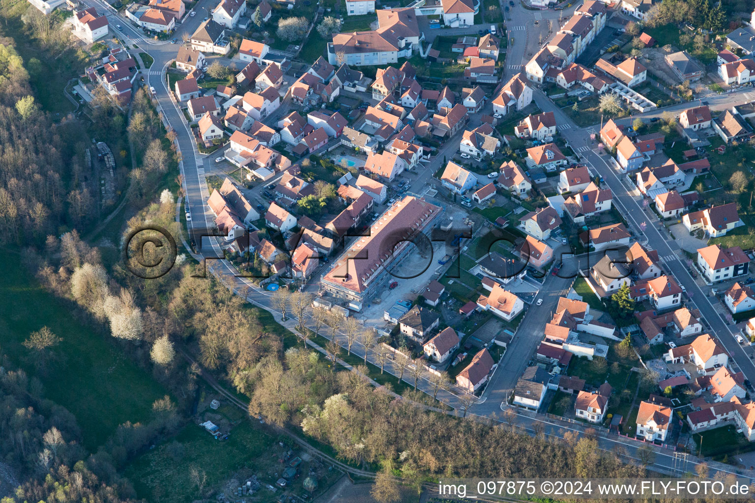 Drone recording of Lauterbourg in the state Bas-Rhin, France