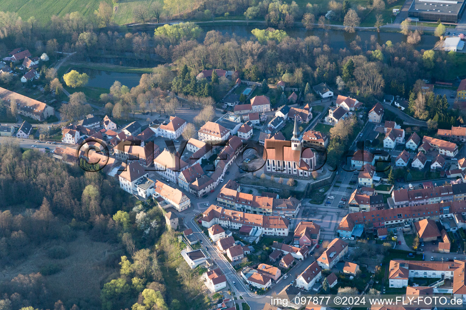 Lauterbourg in the state Bas-Rhin, France from the drone perspective