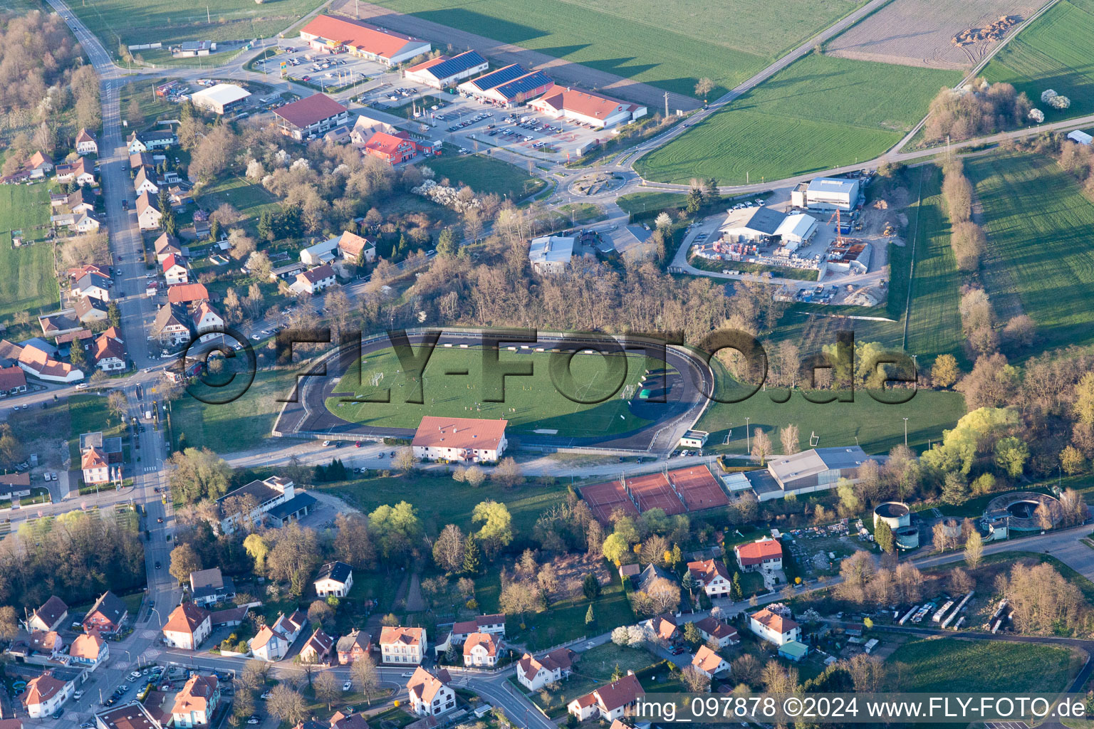 Lauterbourg in the state Bas-Rhin, France from a drone