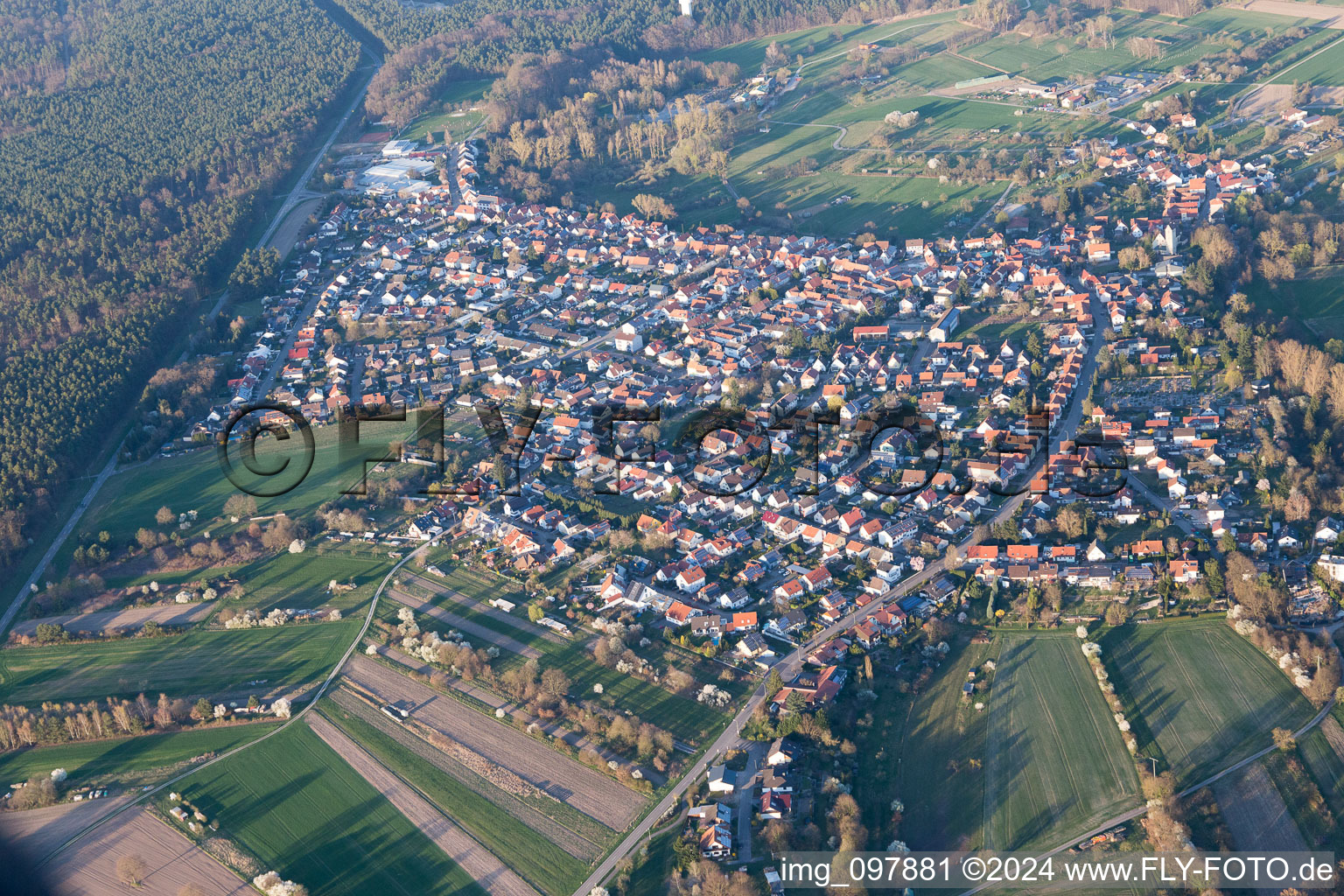 Aerial view of Lauterbourg in the state Bas-Rhin, France