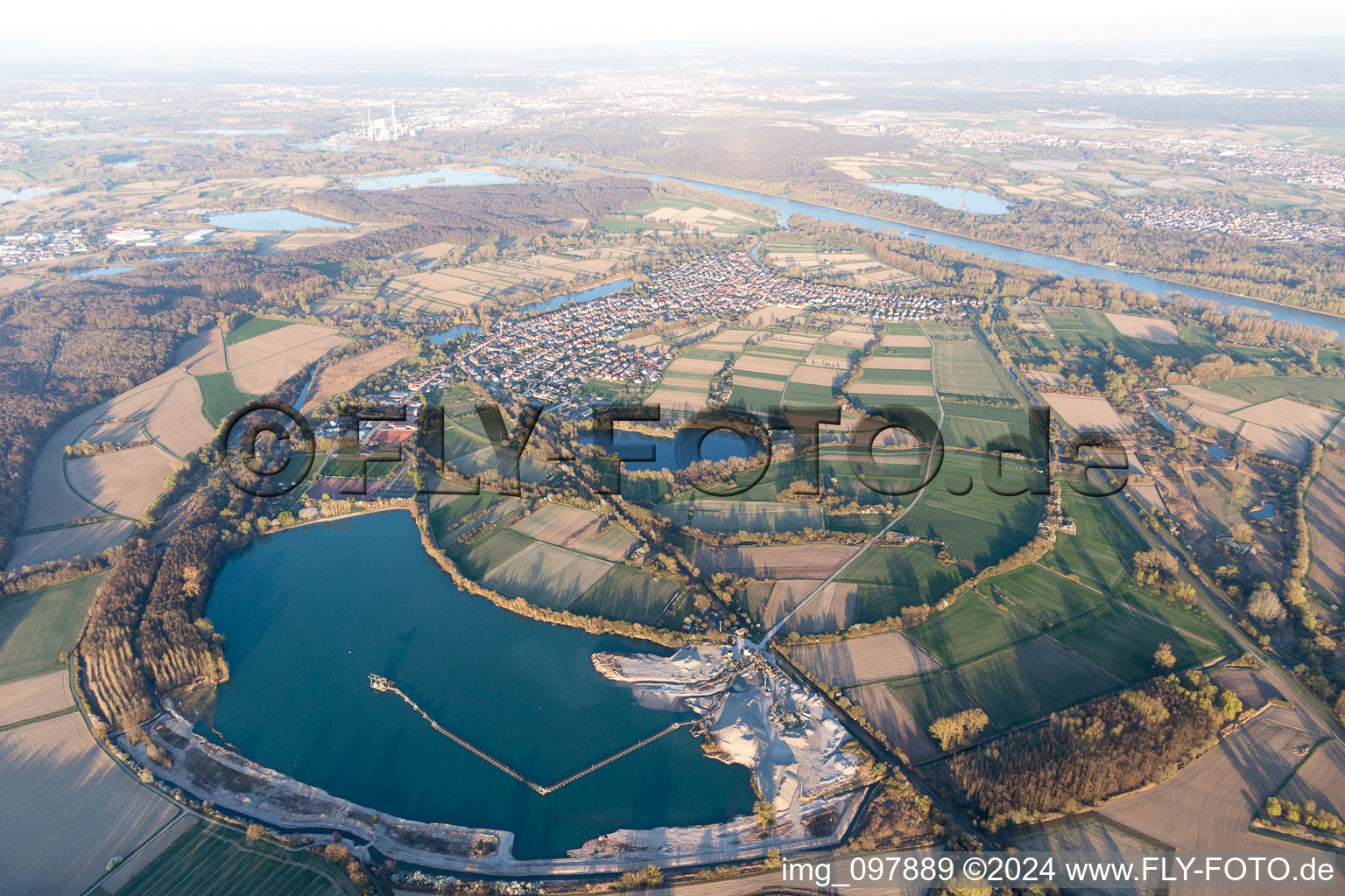 Drone image of District Neuburg in Neuburg am Rhein in the state Rhineland-Palatinate, Germany